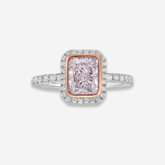 1.5ct Faint Pink Elongated Radiant Diamond Engagement Ring