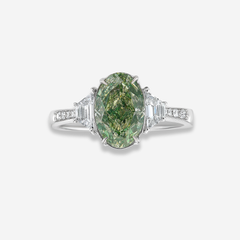 2ct Green Oval Diamond Ring