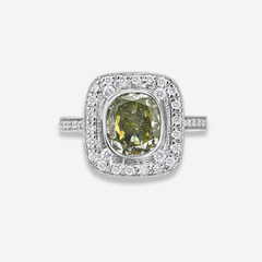 2ct Green and White Diamond Ring