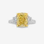 4.02ct Fancy Yellow Cushion Diamond Engagement Ring