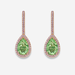 5ct Green Pear Drop Diamond Earrings