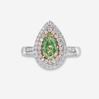 1ct Green Pear Diamond Ring