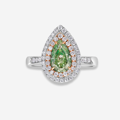 1ct Green Pear Diamond Ring