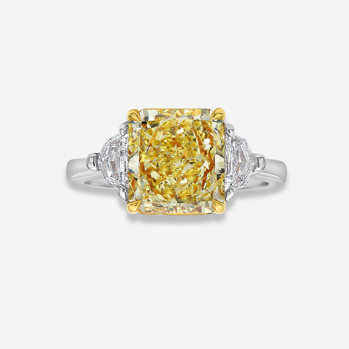 3ct Fancy Intense Yellow Radiant Diamond Engagement Ring