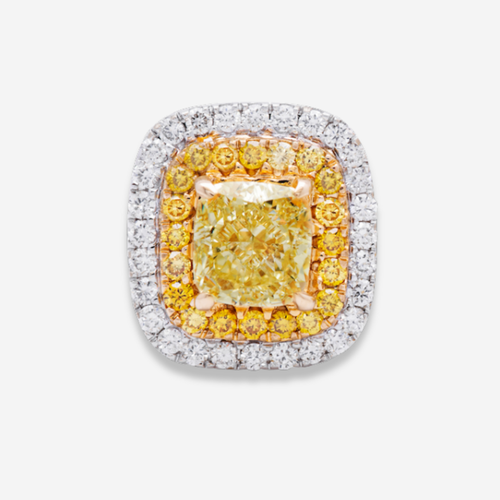 2.00ct Fancy Yellow Double Halo Diamond Studs