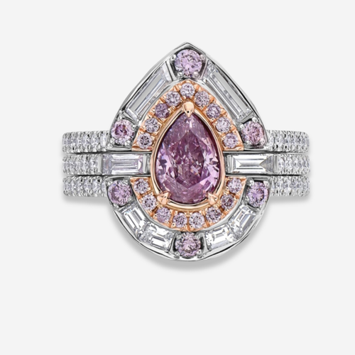 Fancy Intense Purple Pink Pear Diamond Ring
