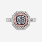 0.86ct Light Blue Radiant Cut Diamond Ring