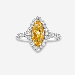 1ct Fancy Intense Orange Yellow Marquise Diamond Ring