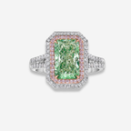 3.14ct Elongated Radiant Green Diamond Ring