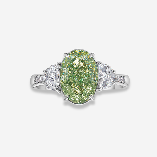 3.55ct Green Oval Diamond Ring