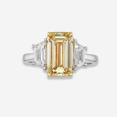 3ct Yellow Emerald Diamond Ring