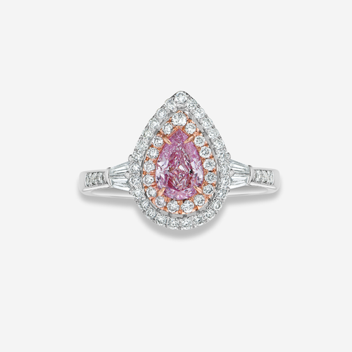 Light Pink Pear Diamond Engagement Ring