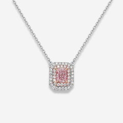Light Pink Elongated Radiant Diamond Pendant