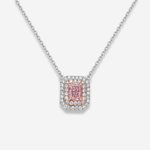 Light Pink Elongated Radiant Diamond Pendant