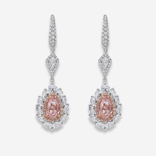 4.32ct Faint Pink Diamond Drop Earrings