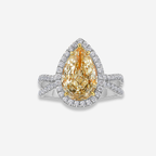 3ct Light Yellow Pear Halo Diamond Engagement Ring