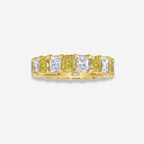 Alternating Fancy Yellow and White Elongated Radiant Diamond Eternity Band
