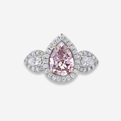 1.57ct Light Pink Pear Diamond Ring