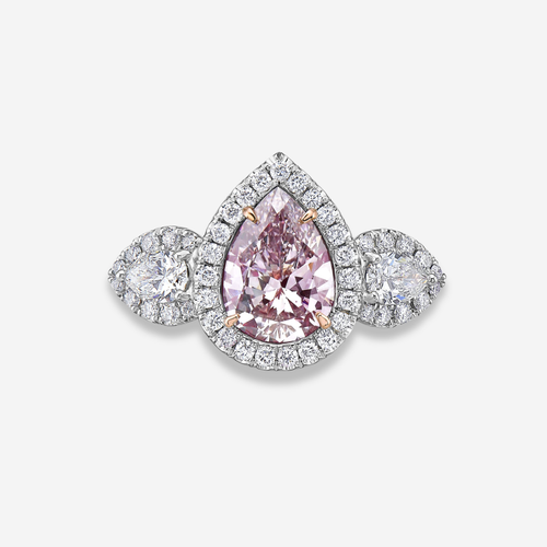 1.57ct Light Pink Pear Diamond Ring