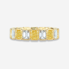 Alternating Fancy Yellow and White Diamond Eternity Band