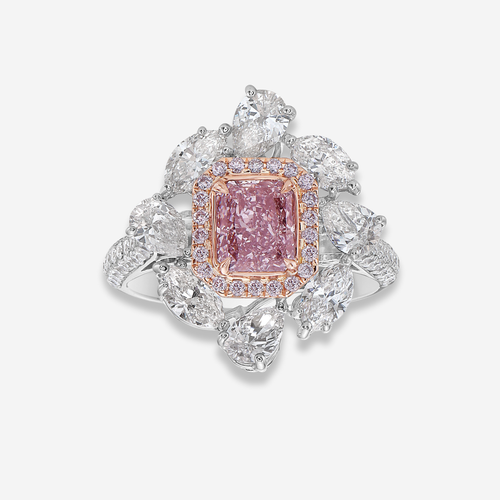 1ct Light Pink Radiant Diamond Ring