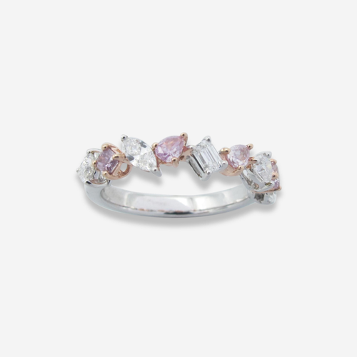 Natural Pink & White Diamond Half Eternity Ring