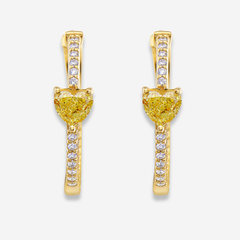 Yellow Heart Diamond Huggie Earrings