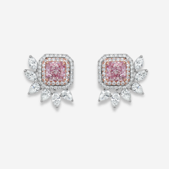 4.10ct Pink Cushion Diamond Earrings