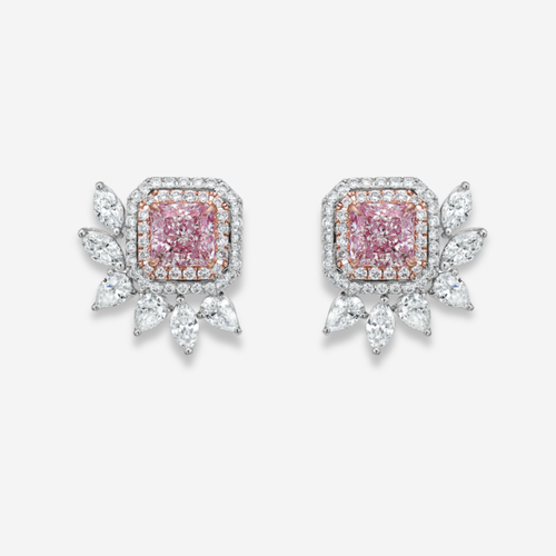4.10ct Pink Cushion Diamond Earrings