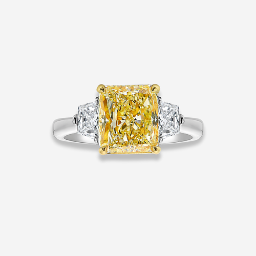 3ct Fancy Yellow Radiant Diamond Ring