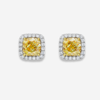 5.12ct Light Yellow Cushion Diamond Studs