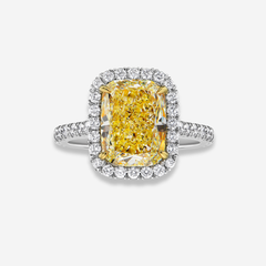 5ct Light Yellow Cushion Diamond Ring