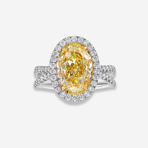 4.53ct Light Yellow Oval Diamond Engagement Ring