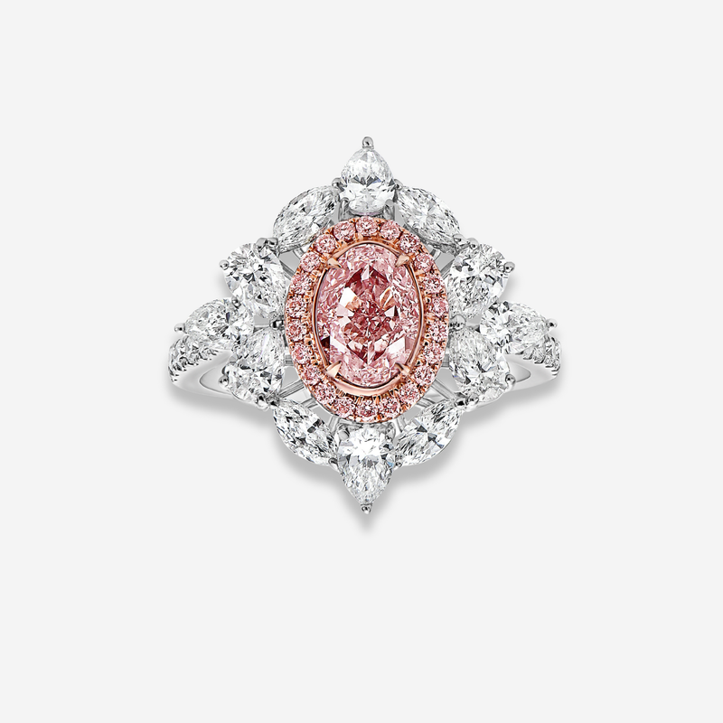 1ct Fancy Light Pink Oval Diamond Ring