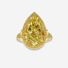 8.51ct Light Yellow Pear Diamond Ring