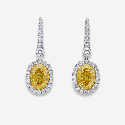 6ct Fancy Light Yellow Diamond Drop Earrings