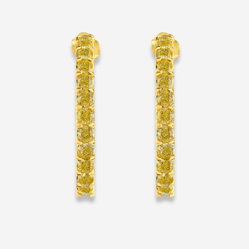 8.03ct Fancy Yellow Cushion Hoop Earrings