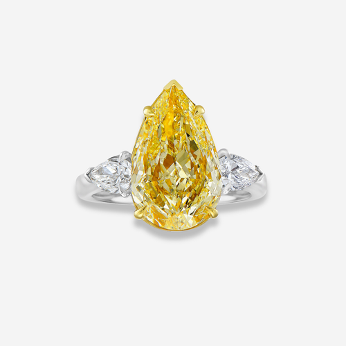 4ct Fancy Light Yellow Pear Diamond Engagement Ring