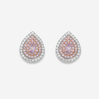 Light Pink Pear Diamond Halo Studs