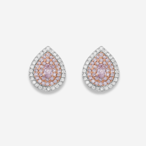 Light Pink Pear Diamond Halo Studs