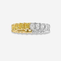 Half Yellow and White Radiant Diamond Eternity Band