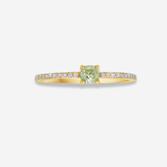 Fancy Light Green Cushion Diamond Stackable Ring
