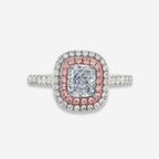 1.04ct Light Blue Cushion Diamond Ring