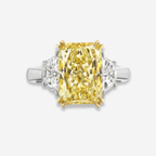 4.52ct Fancy Light Yellow Elongated Radiant Diamond Ring