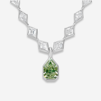 Lozenge Diamond Bezel Necklace with Detachable Green Diamond Charm