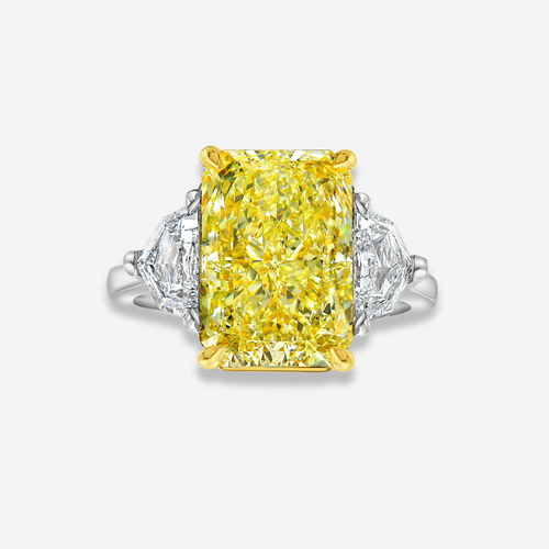 3 Carat Fancy Yellow Elongated Radiant Diamond Engagement Ring