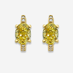 Yellow Oval Diamond Pavé Huggie Earrings