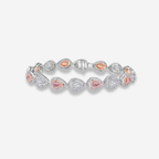 Alternating Pink and White Pear Diamond Halo Bracelet