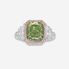 4ct Green Cushion Diamond Ring
