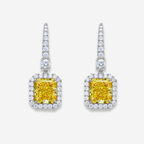 6ct Fancy Light Yellow Radiant Diamond Drop Earrings